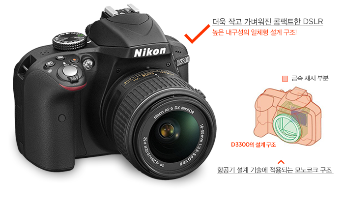 더욱 작고 가벼워진 콤팩트한 DSLR 높은 내구성의 일체형 설계 구조!, 항공기 설계 기술에 적용되는 모노코크 구조