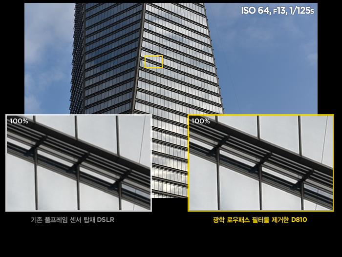 광학 로우패스 필터를 제거한 D810과 기존 풀프레임 센서 탑재 DSLR 이미지 비교, 더욱 선명한 디테일을 선보이는 D810