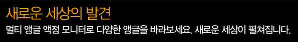 새로운 세상의 발견. 멀티 앵글 모니터로 다양한 앵글을 바라보세요. 새로운 세상이 펼쳐집니다.